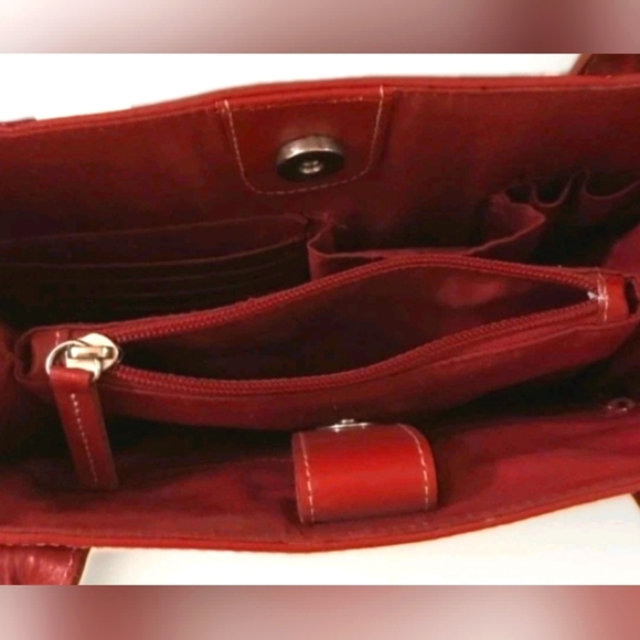 Vintage Wilsons Leather Satchel Handbag Purse Red - Picture 9 of 9